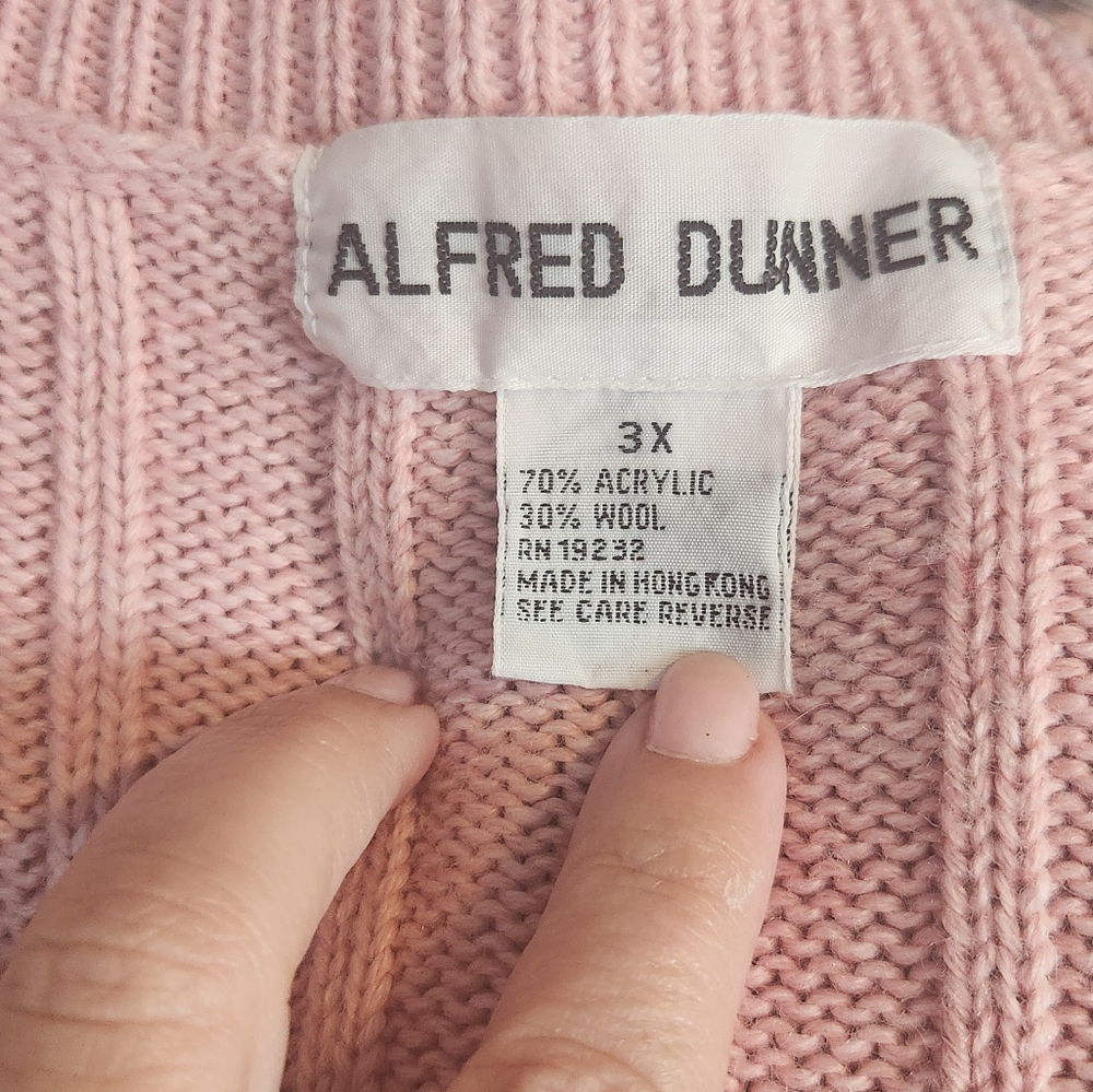 Alfred Dunner Pink Embroidered V-Neck Sweater Vest - Picture 5 of 5